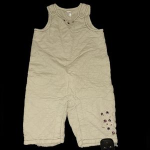Vintage Baby Gap Girls Tan Quilted Corduroy One Piece Overall Lined Thick Sz 3/6